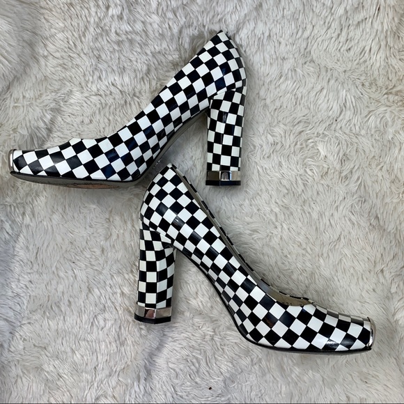 SOLD! Dolce & Gabbana Checkered Square Toe Pumps - Picture 4 of 8